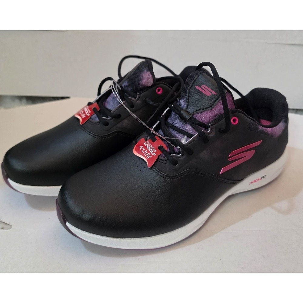 Skechers GO GOLF Pro GF Waterproof Shoes Women 7.5 Black Multi 123061 BNWT